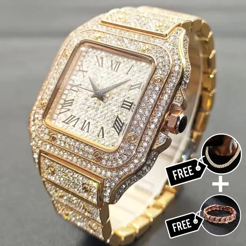 | VVS Diamantbesetzte Santos Uhr – Hochwertige Luxus-Armbanduhr