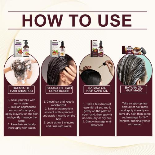 Batana Pflegeset: Shampoo, Spülung, Maske und Öl