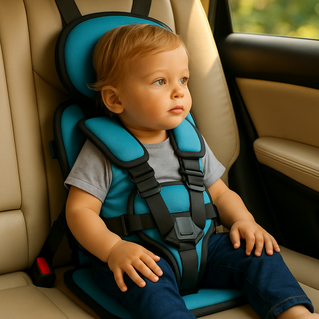 Tragbarer Auto-Kindersitz Booster, sicher, kompakt, faltbar, Gurt