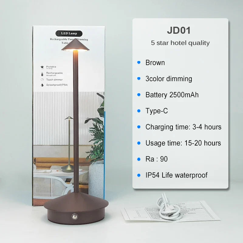 Tischlampe | LED Kabellos, wiederaufladbar, dimmbar, wasserdicht, vielseitig