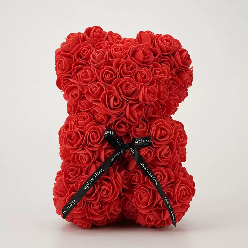 Rosenbär als Valentinsgeschenk, Kunstblumen-Bär in vielen Farben