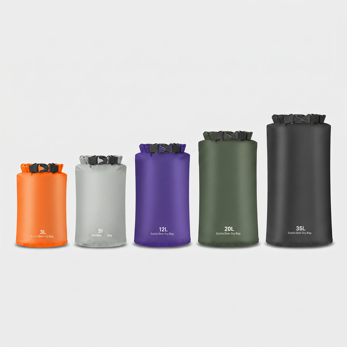 Wasserdichtes Packsack-Set – Rolltop-Trockensäcke für Kajak und Camping