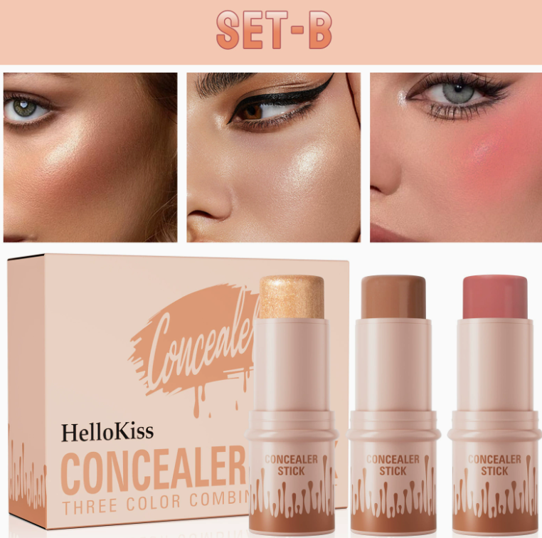 3-in-1 Kontur-Stick-Set: Highlighter, Kontur und Rouge