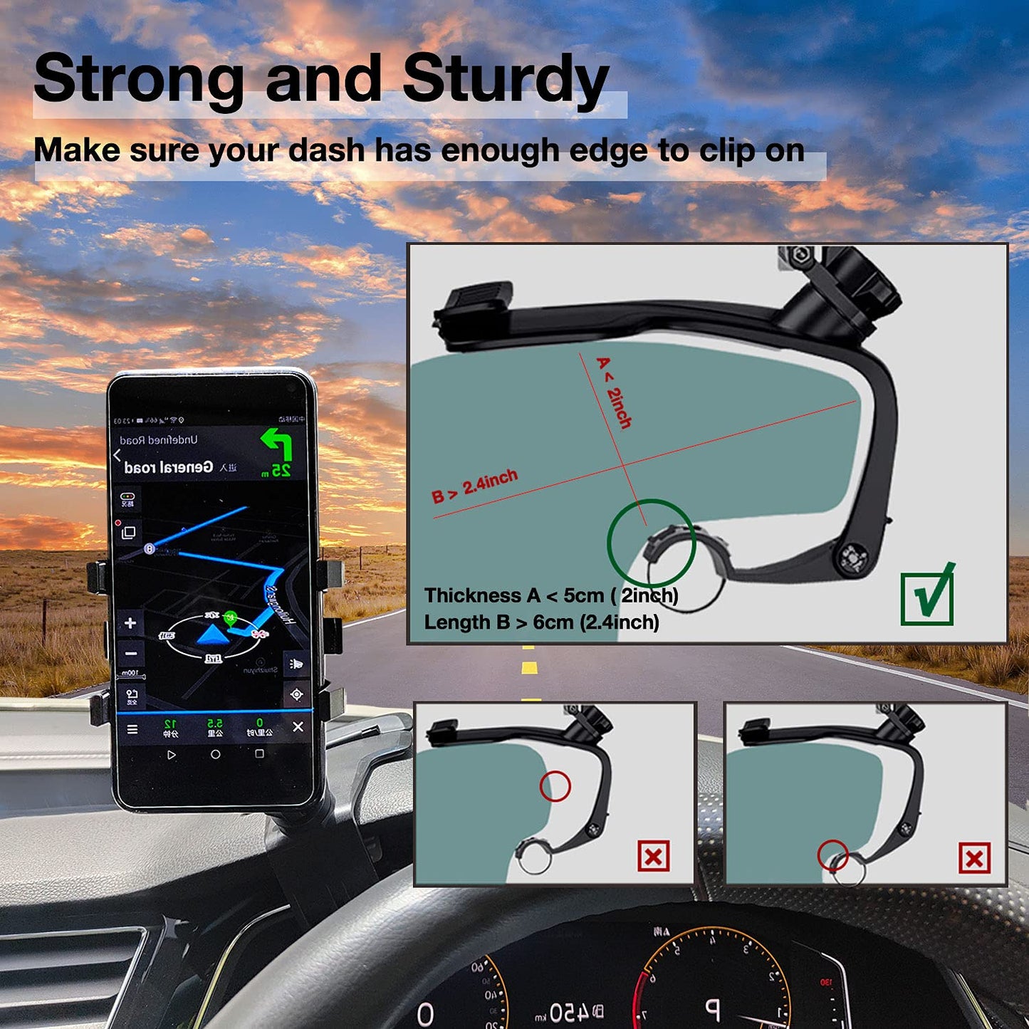 kaufsy | 360 Grad drehbarer Auto Armaturenbrett Handyhalter