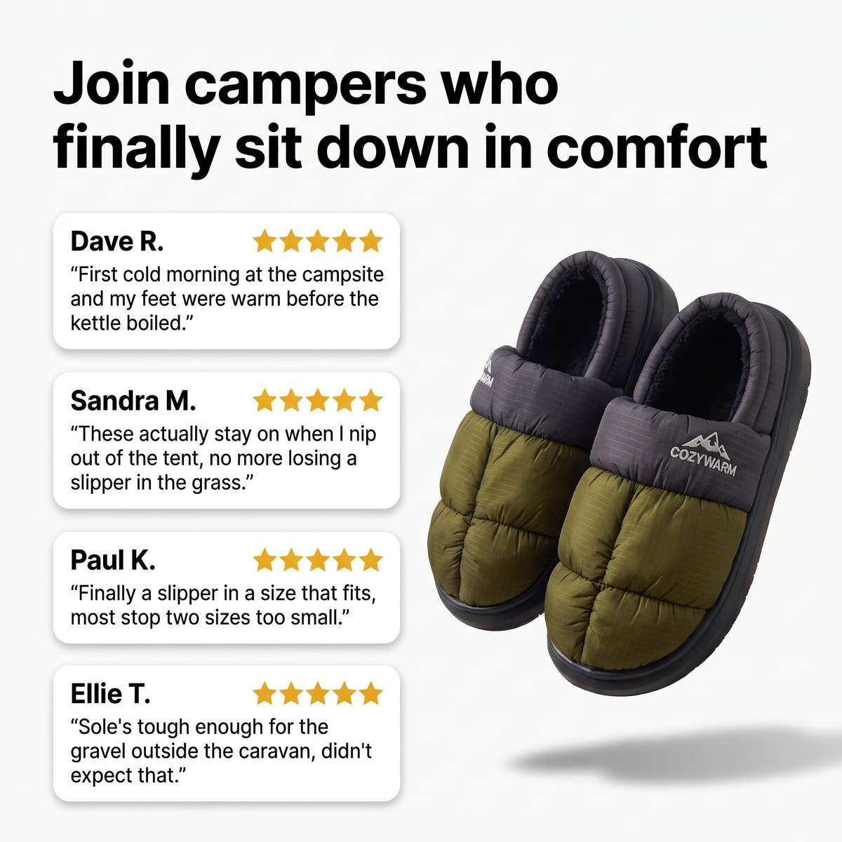 Camp-Pantoffeln geschlossen – warme Fleece-gefütterte Outdoor-Hausschuhe