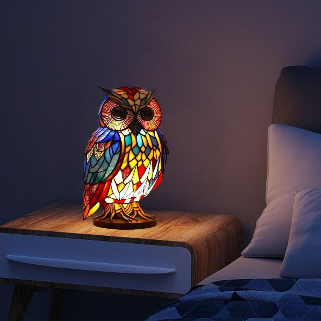 LeuchtEule - handgefertigte Lampe, die Herzen erstrahlen lässt