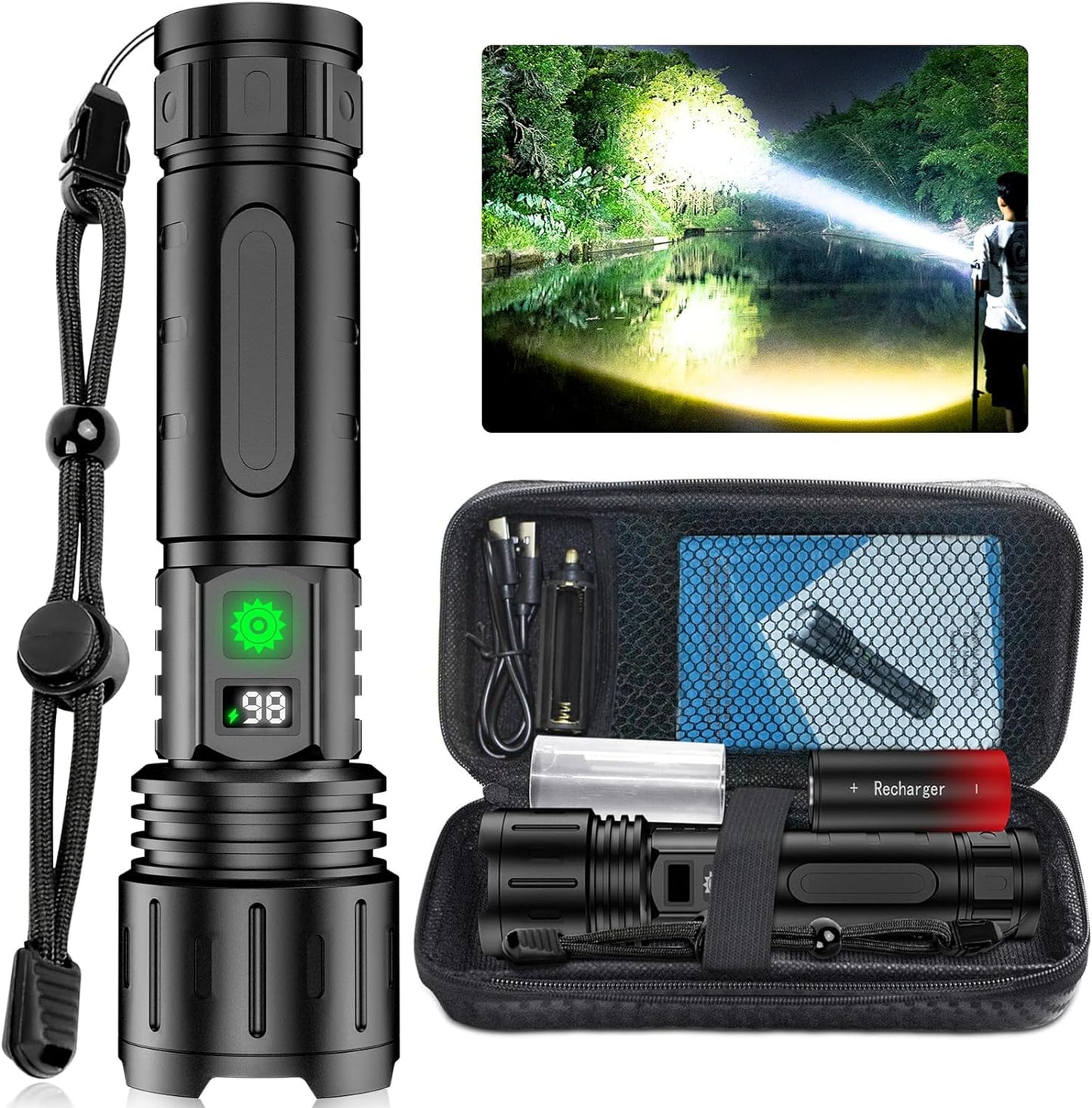 kaufsy | UltraBeam 100,000 Lumen Taschenlampe – Superhell & Vielseitig für jede Situation