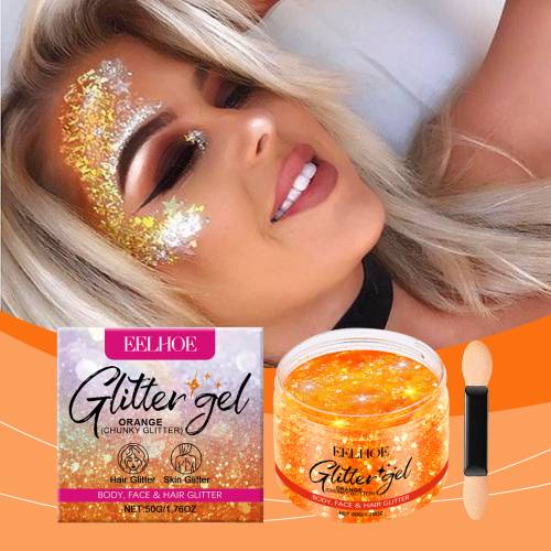 Oranges Glitzergel für Gesicht, Körper und Haar