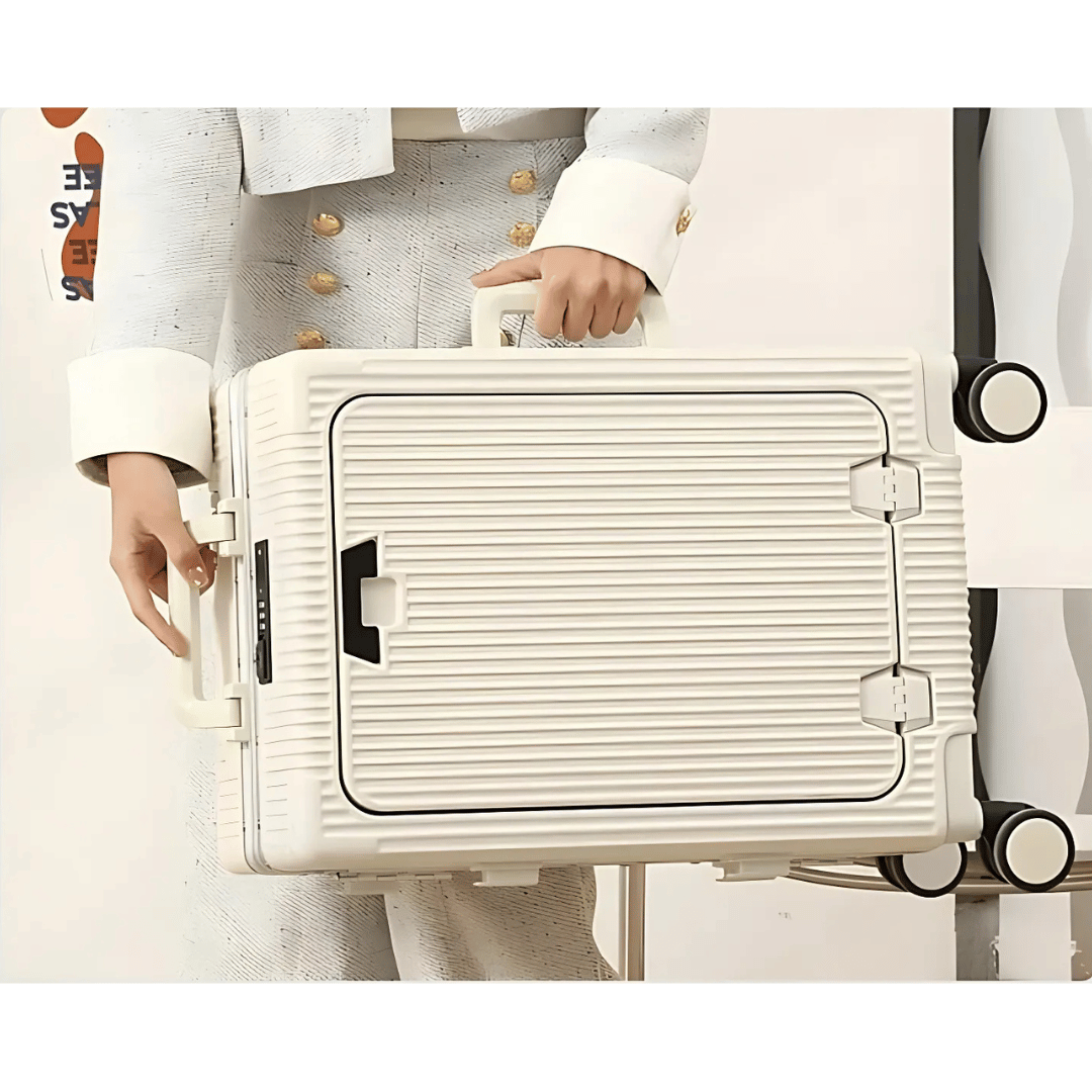kaufsy | Manhattan Pro – Hartschalen-Handgepäckkoffer mit Aluminiumrahmen, Laptopfach und USB-Anschlüssen