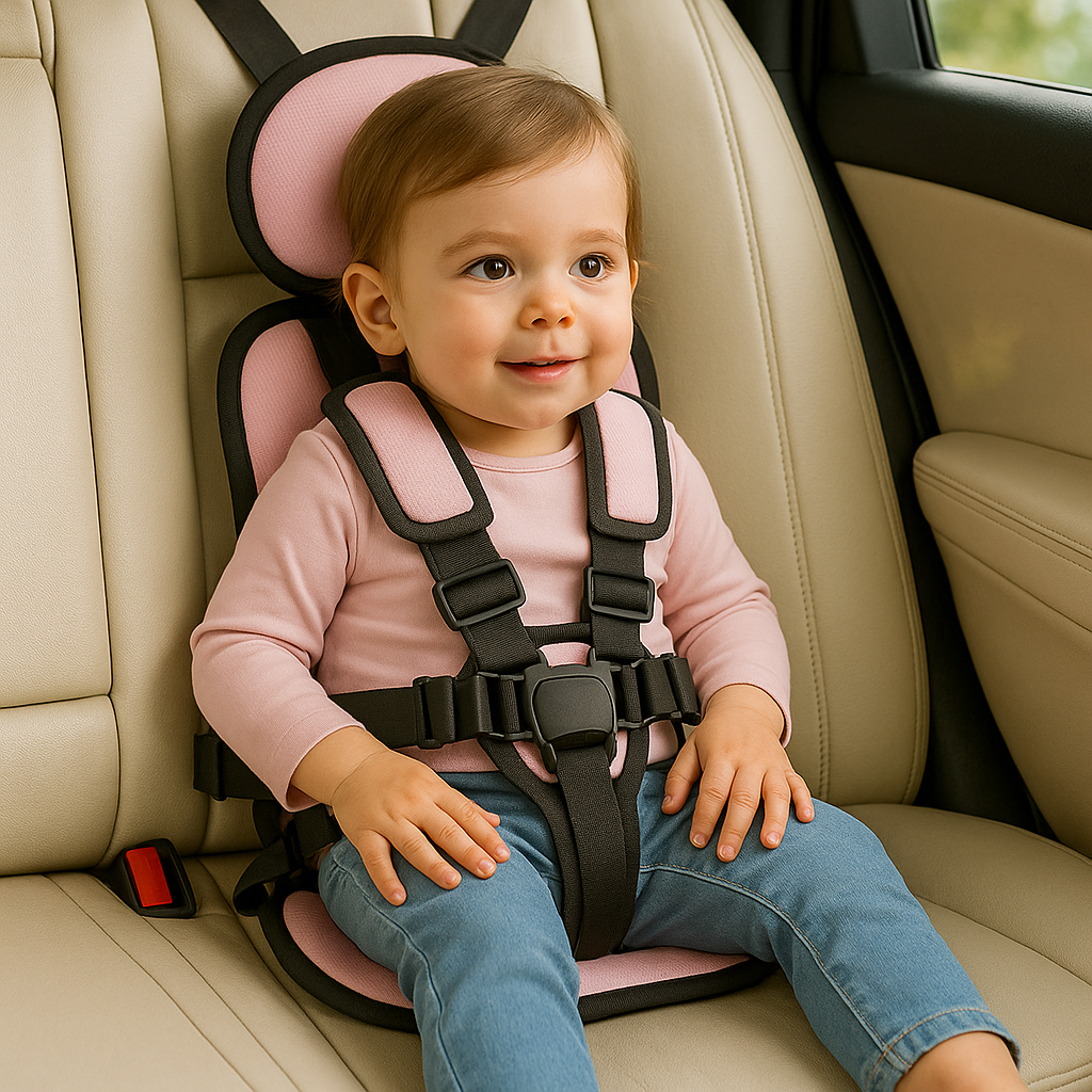 Tragbarer Auto-Kindersitz Booster, sicher, kompakt, faltbar, Gurt