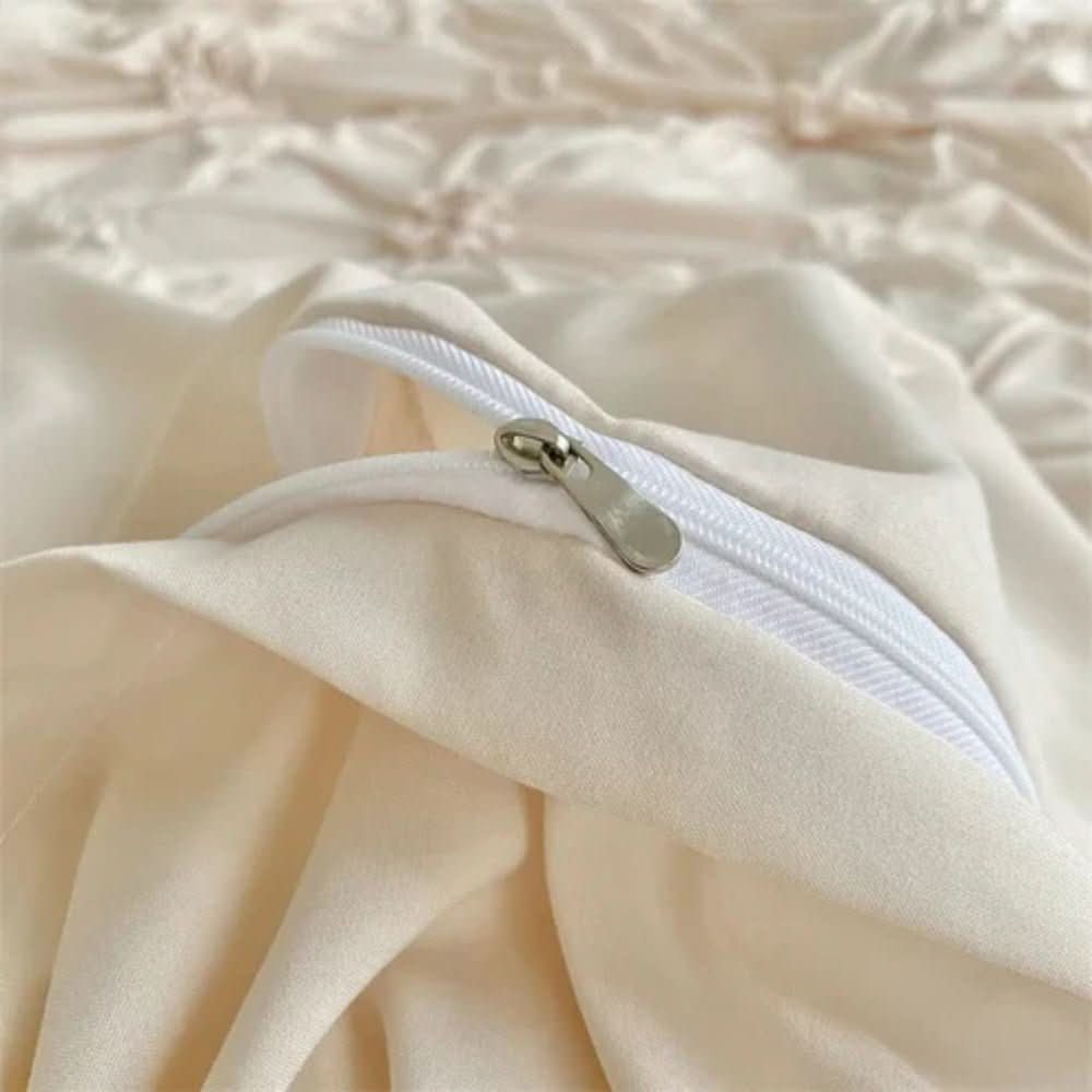 kaufsy | Elegantes Rüschblumen-Bettdeckenbezug-Set aus Mikrofaser