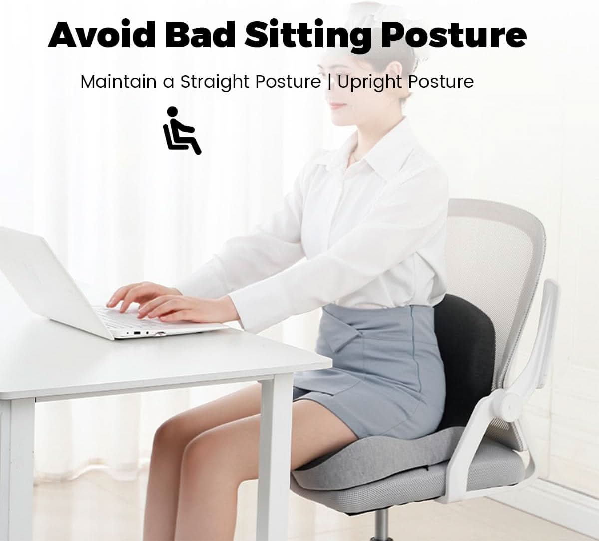 kaufsy | Ergonomisches Sitzkissen mit Lendenstütze für Büro, Auto & Reisen