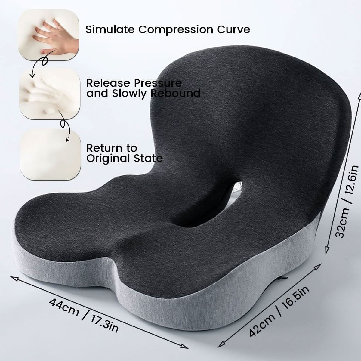 kaufsy | Ergonomisches Sitzkissen mit Lendenstütze für Büro, Auto & Reisen