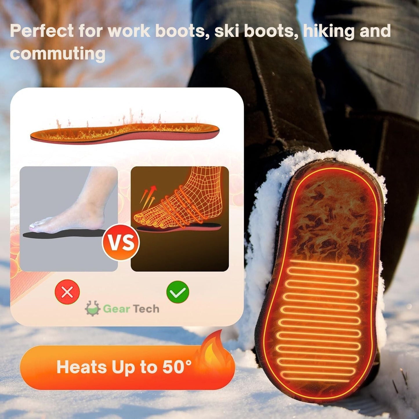 kaufsy | Wiederaufladbare beheizte Einlegesohlen UK – Beste thermische Schuh-Einlagen für Stiefel, Arbeitsstiefel und täglichen Winterkomfort