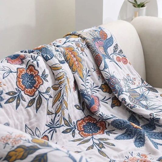 kaufsy | Rustikales Baumwoll-Kissen mit floralem Muster, umkehrbares Design