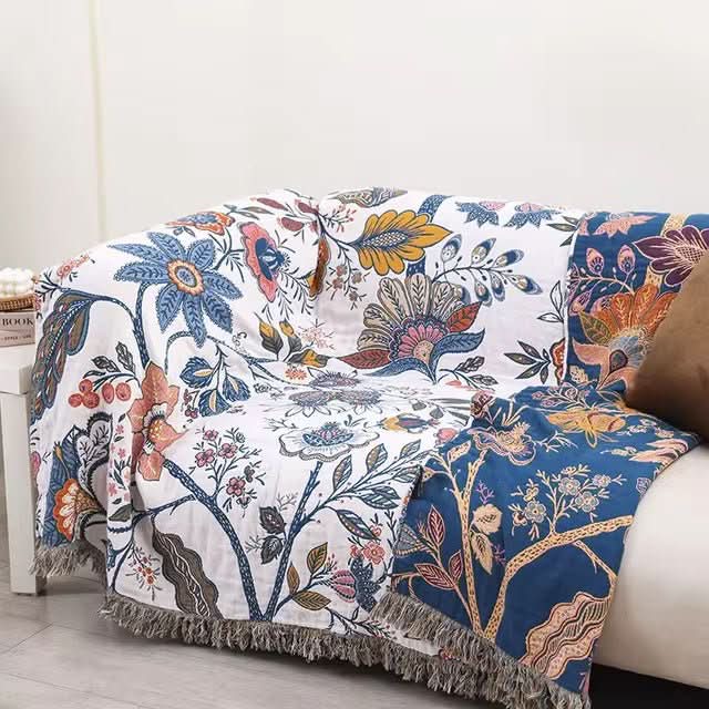 kaufsy | Rustikales Baumwoll-Kissen mit floralem Muster, umkehrbares Design