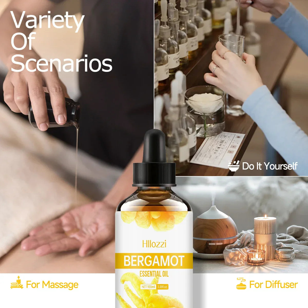 Kaufsy™ Bergamotte ätherisches Öl, Premium, Haarpflege, Haut & Diffuser