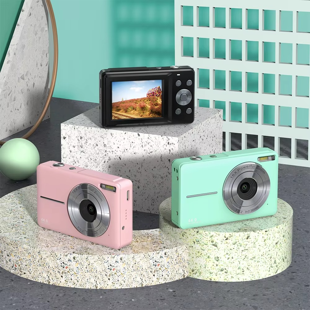 kaufsy | Hochauflösende Digitalkamera für Kinder - 1080P HD, 44MP mit 16-fachem Zoom