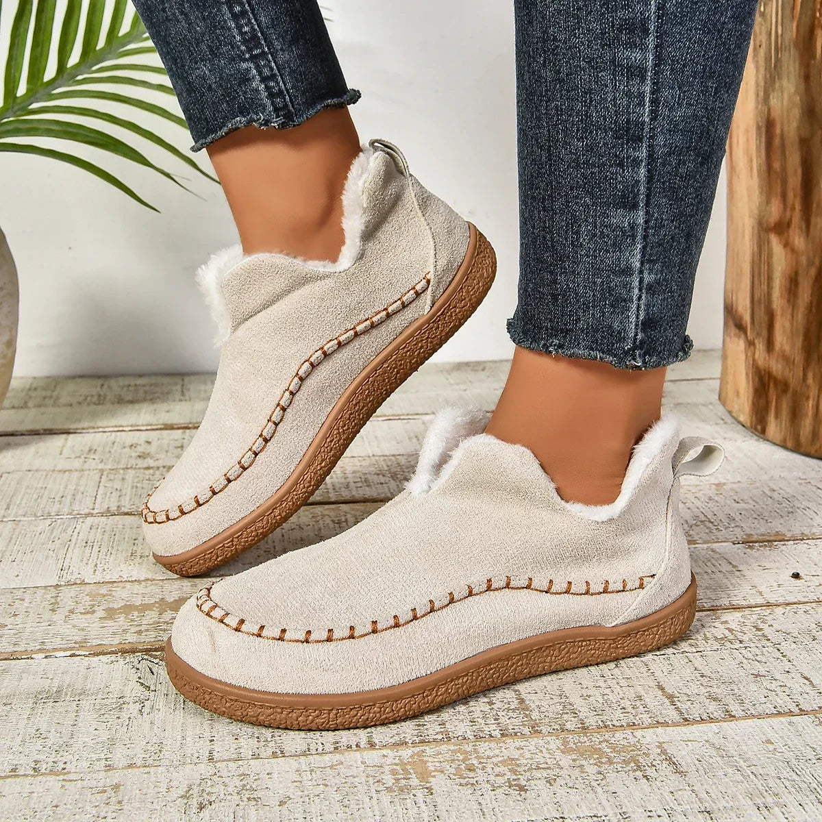 kaufsy™ Damen Warme Winter Slip-On Plateau Stiefeletten