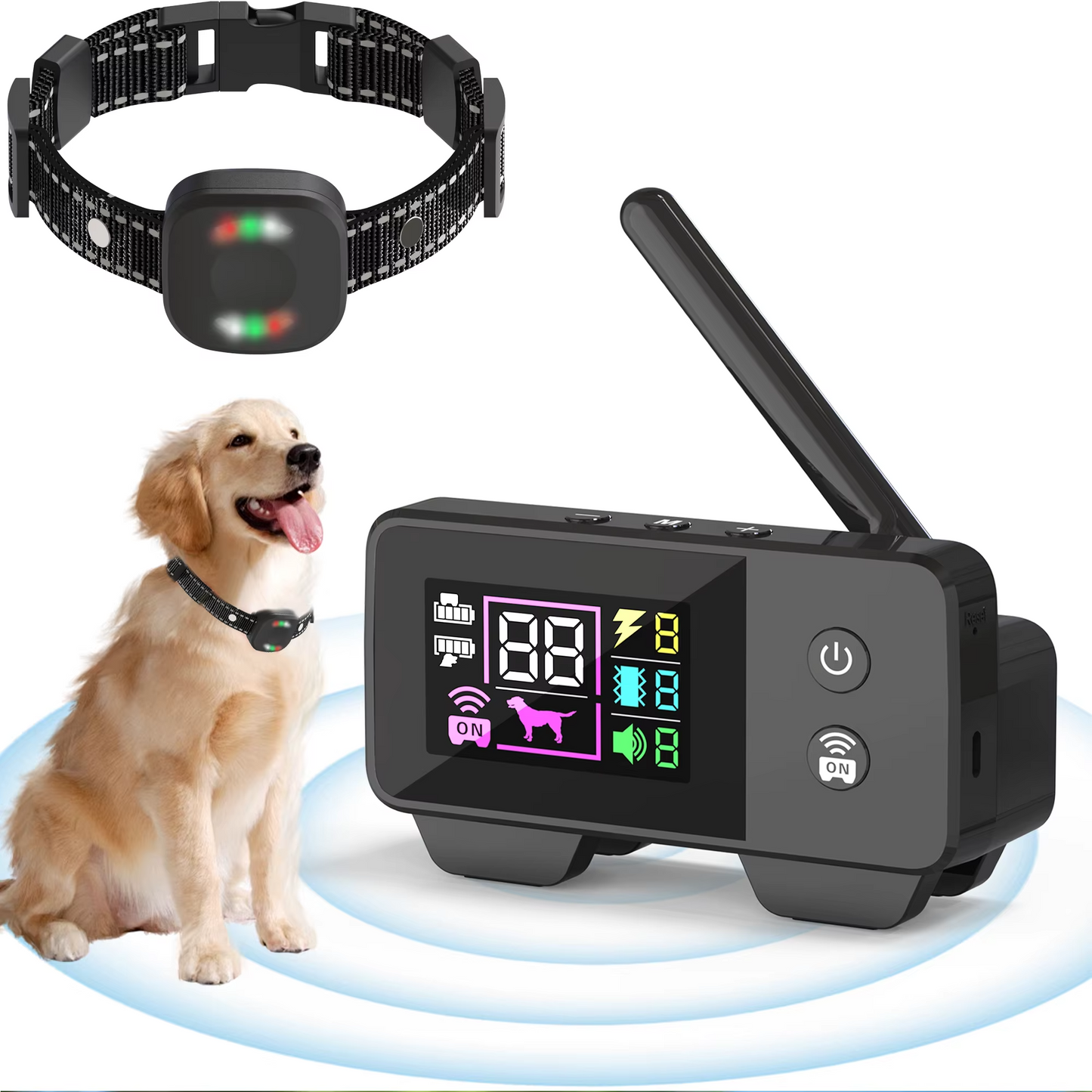 kaufsy | Ultimatives Sicherheits 1.574,8 Fuß Wireless Hundezaun-System mit wiederaufladbarem, wasserdichtem Halsband