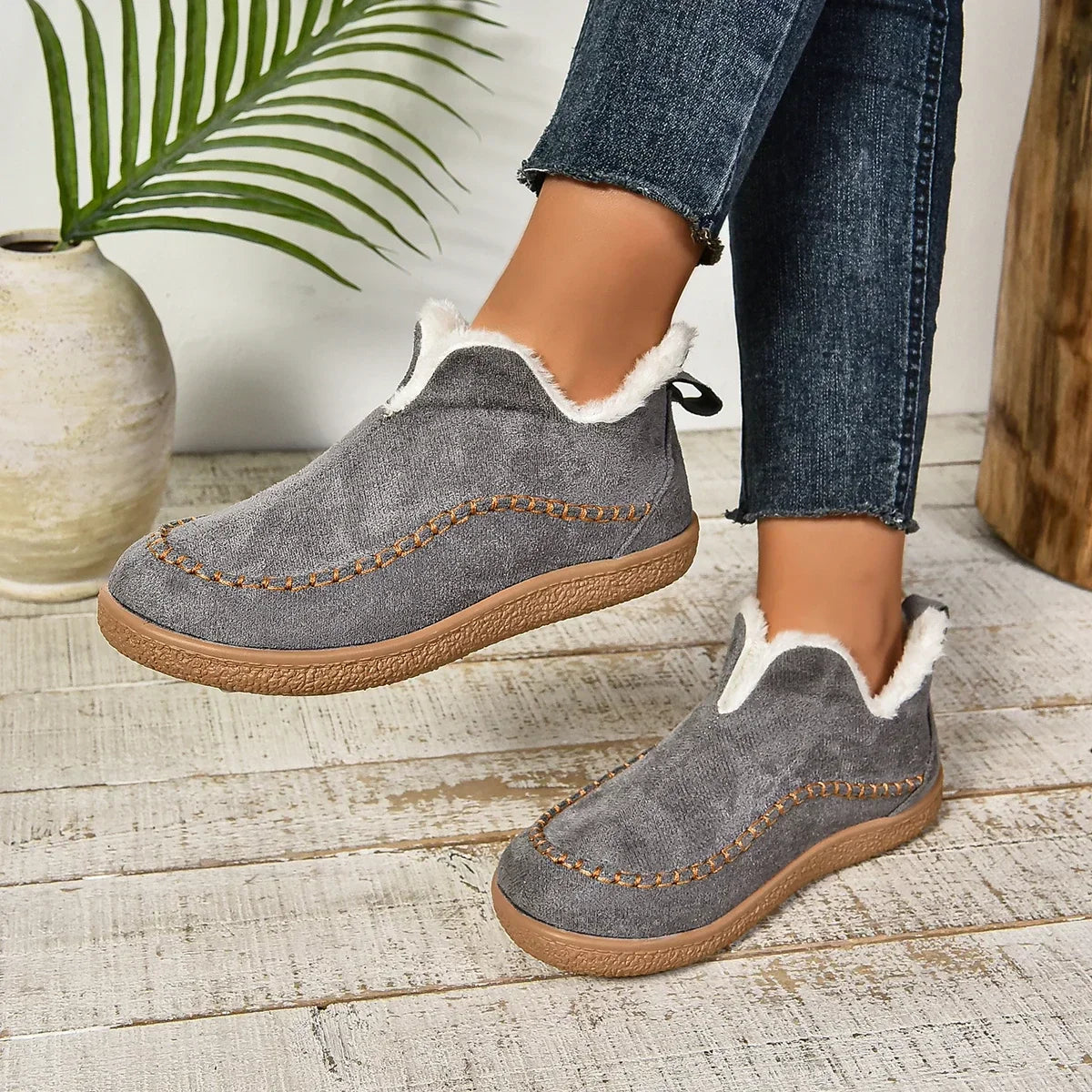 Kaufsy™ Damen warme Winter Slip-On Plateau Stiefeletten