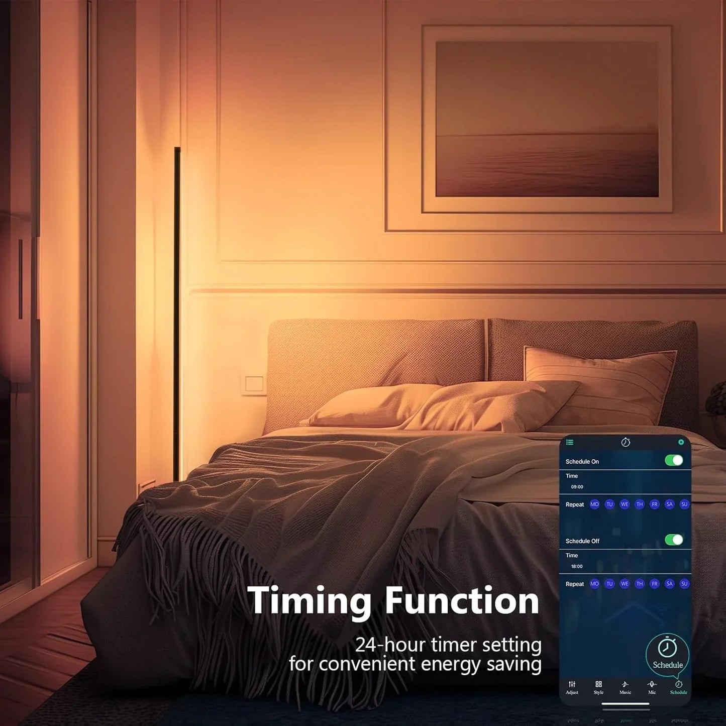 kaufsy | Smart RGB Traumfarbe Stehlampe – Musik-Synchronisations-LED-Stimmungslicht mit 16 Millionen Farben, APP & Fernsteuerung, moderne Stehleuchte