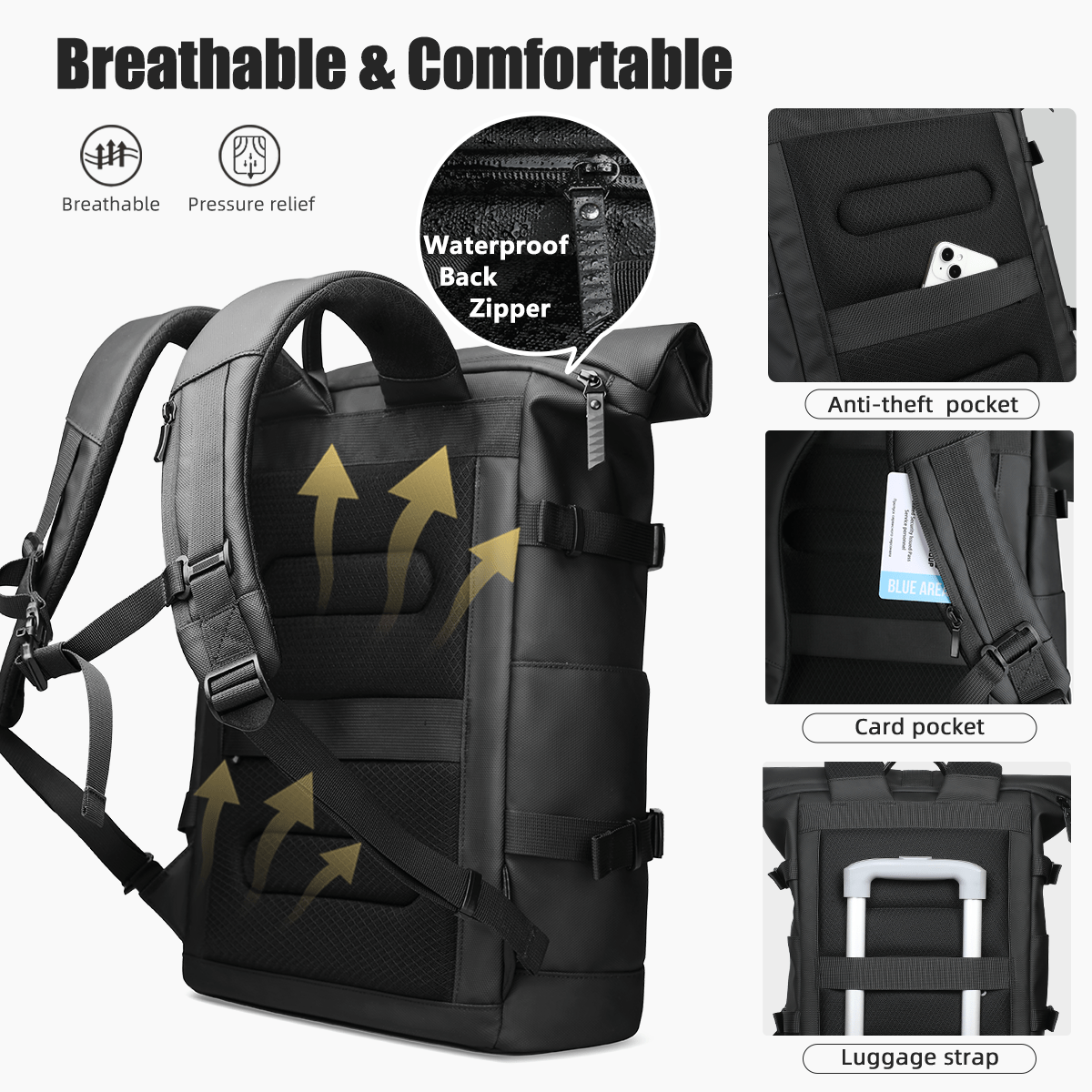 kaufsy | Erweiterbarer Outdoor-Rucksack mit großem Volumen & Laptopfach