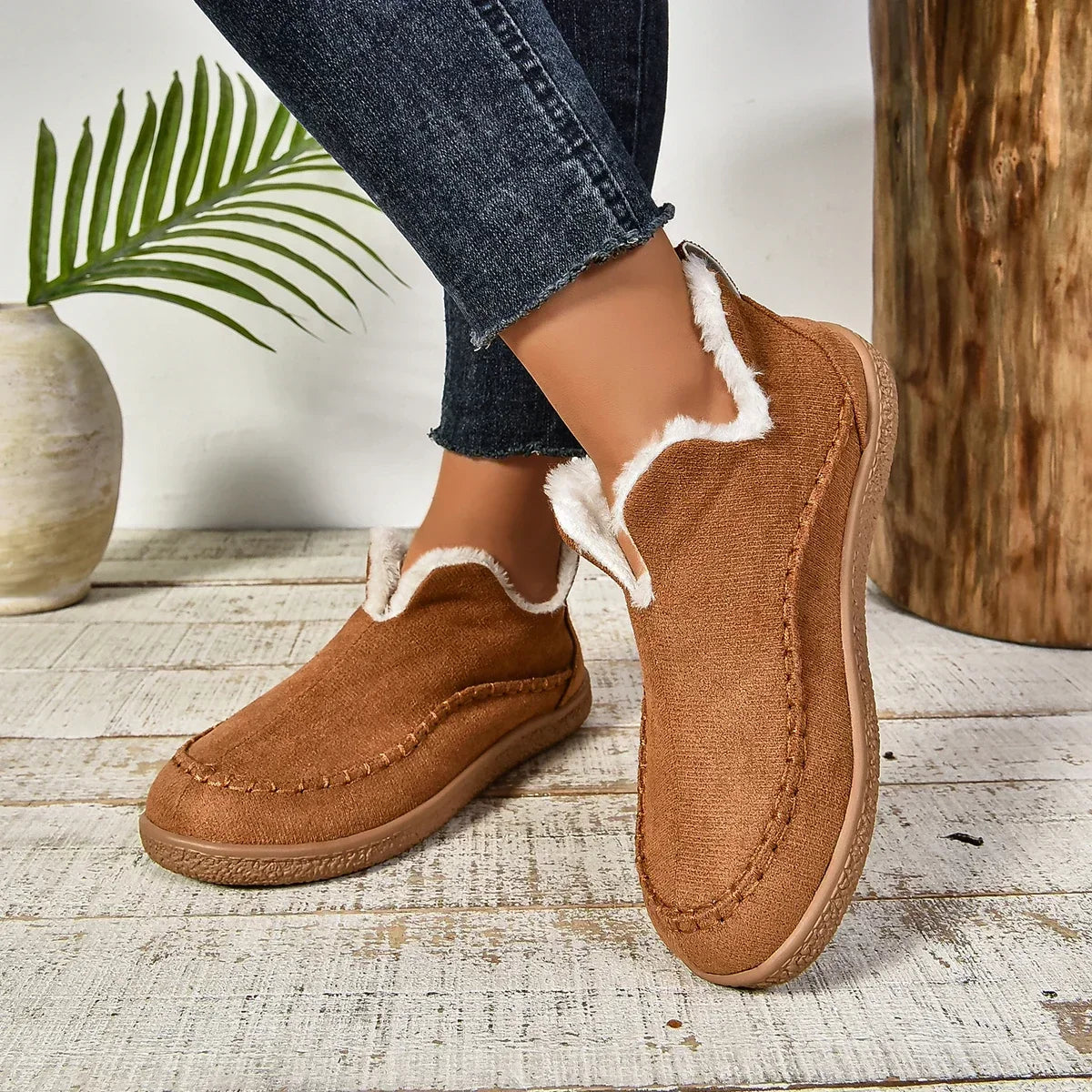 Kaufsy™ Damen warme Winter Slip-On Plateau Stiefeletten