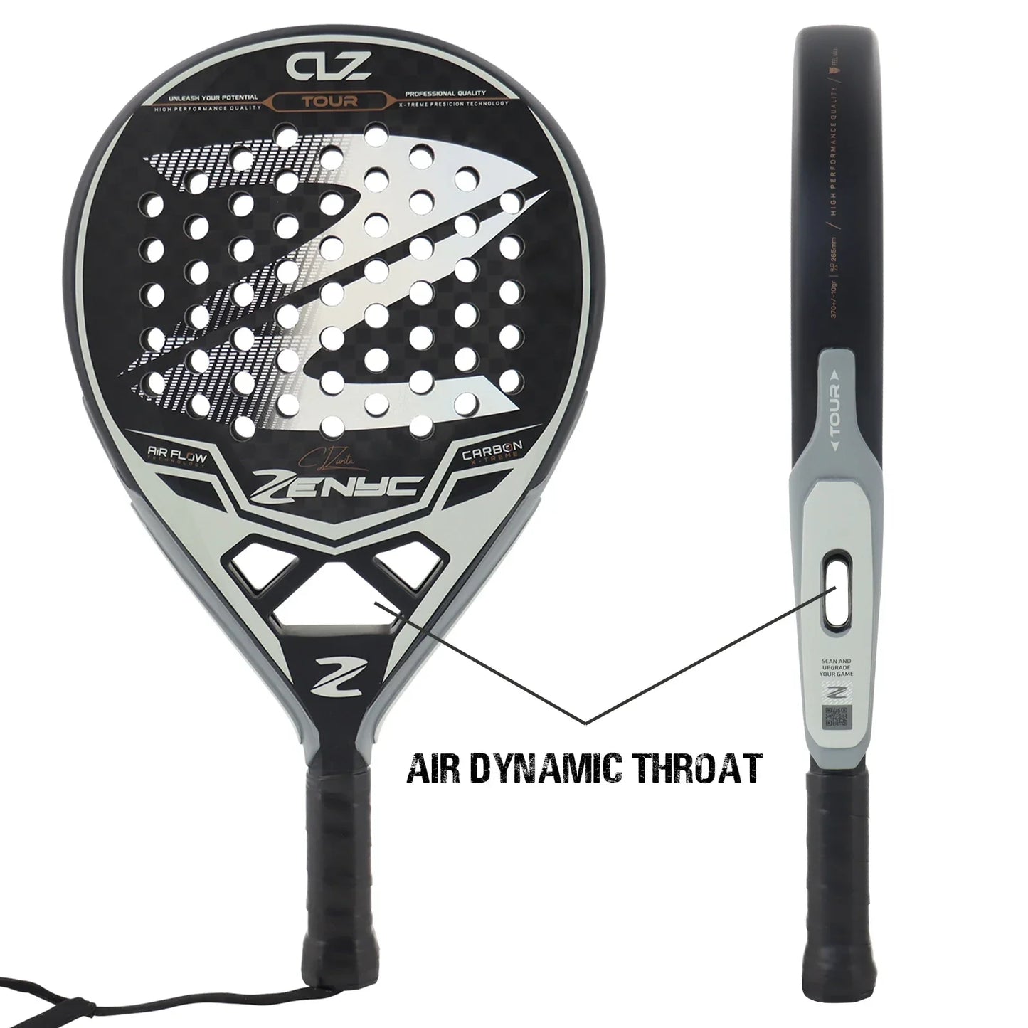 Vollcarbon Padel Schläger, leicht, matte Oberfläche, Anfänger & Profi