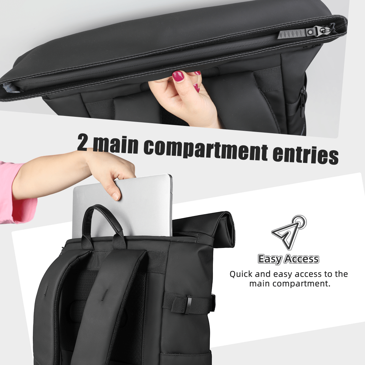 kaufsy | Erweiterbarer Outdoor-Rucksack mit großem Volumen & Laptopfach