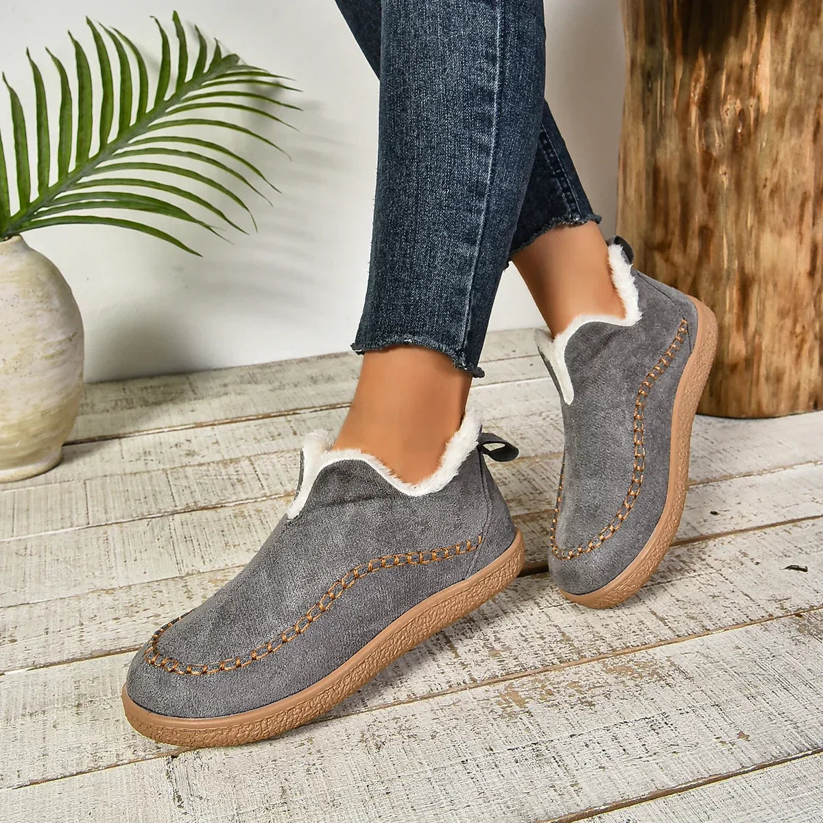 Kaufsy™ Damen warme Winter Slip-On Plateau Stiefeletten