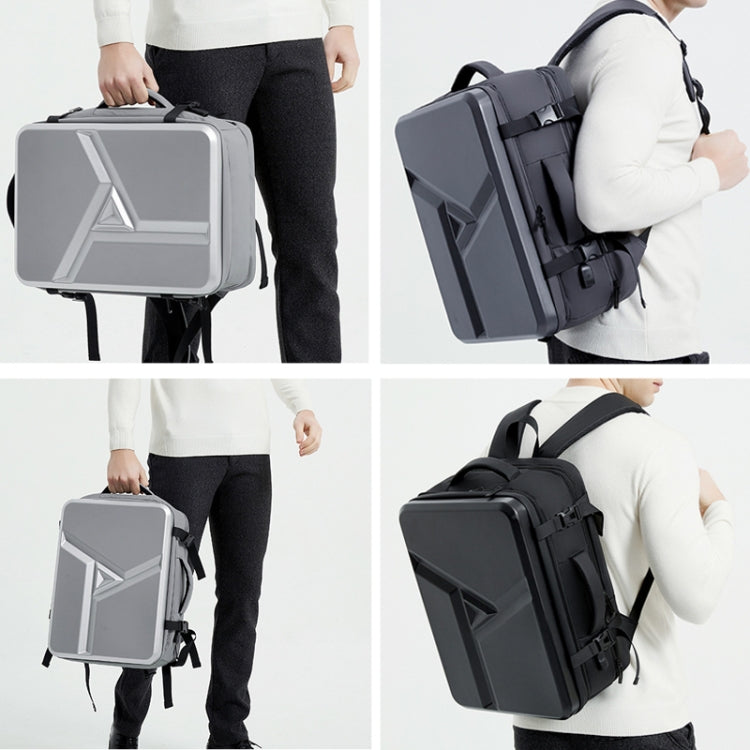 kaufsy | Großraummäßiger wasserdichter erweiterbarer Hartschalen-Rucksack mit USB-Ladeanschluss (161 Schwarz)