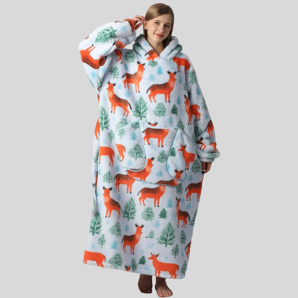 Damen Oversized Hoodie-Decke, warm, gemütlich, Weihnachtsoutfit