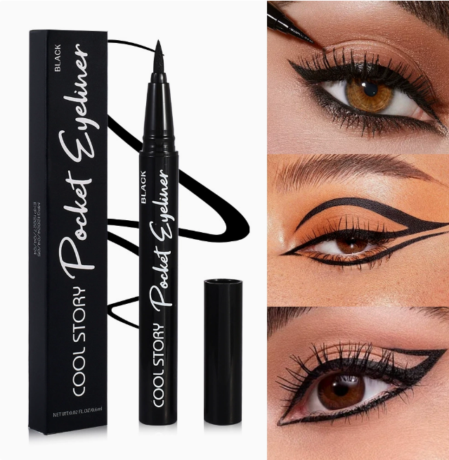 Flüssiger Eyeliner, schnelltrocknend und wasserfest, Schwarz, Blau oder Braun