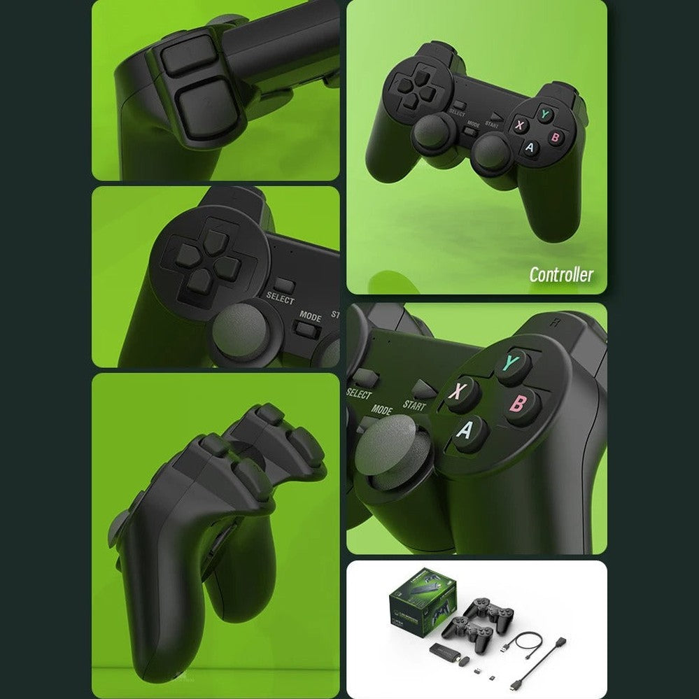 4K Retro Spielekonsole, Stick & Dual Wireless Controller Set