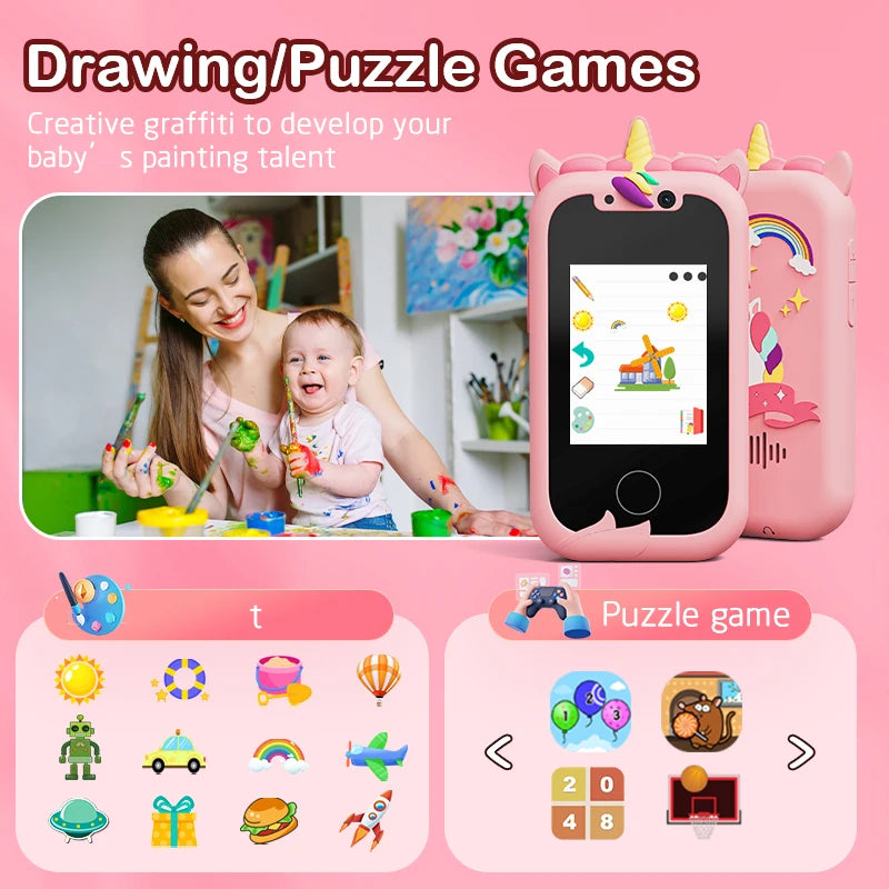 kaufsy | Kinder Spieltelefon mit Dualkameras und Bildungsfunktionen
