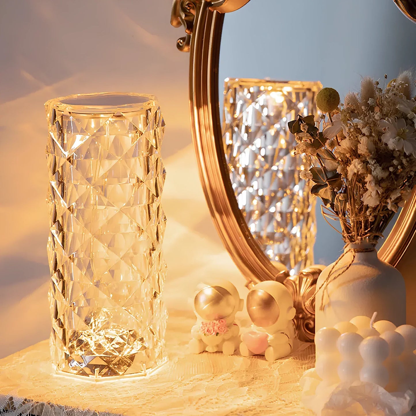 LumiCrystal – Kristall Tischlampe Touch & 16 Farben mit Fernbedienung