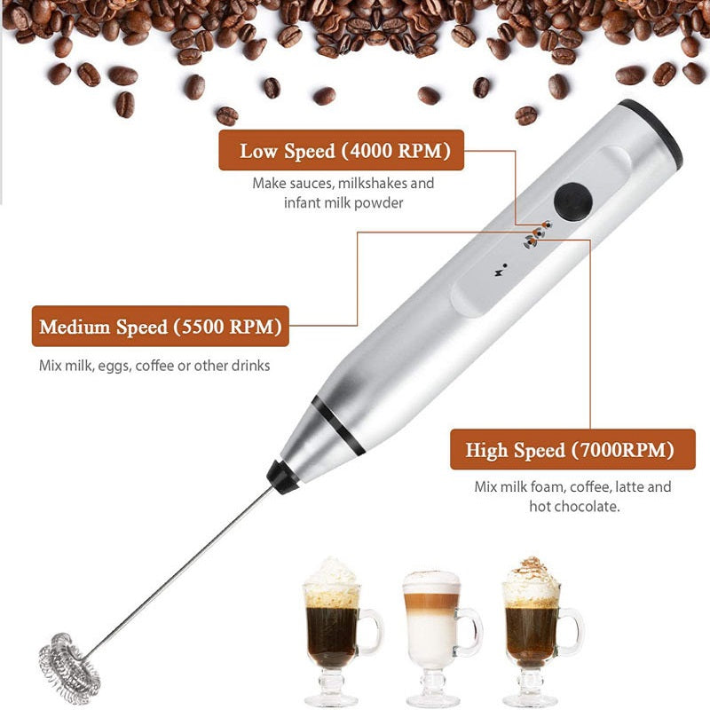 kaufsy | Kabellose Milchaufschäumer Elektrischer Handmixer Mit USB